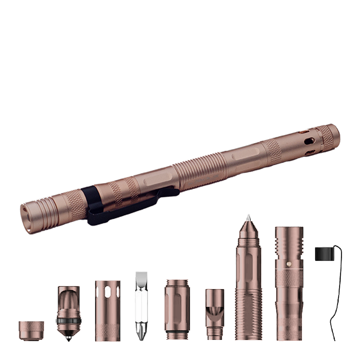 Caneta Tática GM-016R com Lanterna 100 Lúmens e Ponta Quebra Vidro - Eagle Tactical
